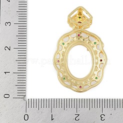 Oval Brass Micro Pave Clear Cubic Zirconia Pendant Cabochon Settings&nbsp;KK-U026-07G