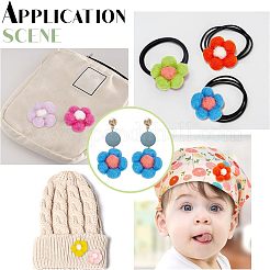 14個 7色 ウールニードルフェルトフラワークラフト  DIYの子供たちの髪とブローチのアクセサリーの装飾のために  ミックスカラー  36x36x12mm  2個/カラー&nbsp;DIY-FG0003-06