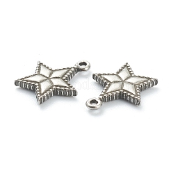 変色しない304ステンレススチールチャーム  スター  ステンレス鋼色  14.5x12x2mm  穴：1.2mm&nbsp;STAS-P279-47P