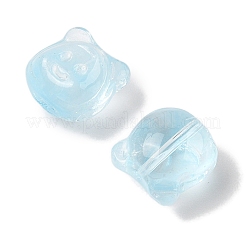 透明スプレーペイントガラスビーズ  クマ  淡いターコイズ  10x10x7.5mm  穴：0.9mm&nbsp;GLAA-Z011-01B