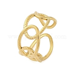 Oval 304 Stainless Steel Open Cuff Ring for Women&nbsp;LS-RJEW-Z083-03G-01