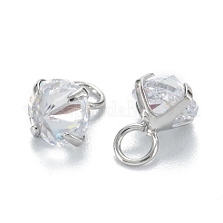 真鍮クリアキュービックジルコニアチャーム  長持ちメッキ  ダイヤモンド  ミックスカラー  9.5x6.5x6.5mm  穴：3mm&nbsp;ZIRC-G170-12