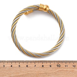 304ステンレススチールトルクバングル女性用男性用  ゴールデン·ステンレス鋼色  5/8インチ（1.65cm）  内径：2-1/4x2-1/4インチ（5.8x5.55cm）  ワイヤー：6mm&nbsp;BJEW-G584-18G-02