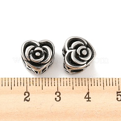316サージカルステンレスビーズ  花  アンティークシルバー  10.5x11x9mm  穴：4mm&nbsp;STAS-Q304-11AS