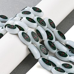 Printing Glass Oval Beads for Necklaces Bracelets Making&nbsp;GLAA-B020-01A-05