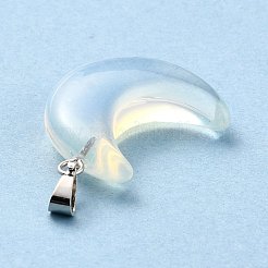 オパールペンダント  プラチナブラスループ付き  ムーン  29x18~21x7~10mm  穴：6x3mm&nbsp;G-Z022-02K