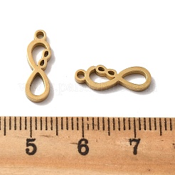 304ステンレスペンダント  無限大記号チャーム  イオンプレーティング（ip）  レーザー切断  ゴールドカラー  15x5x1.5mm  穴：1.4mm&nbsp;STAS-K255-19A-G