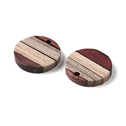 白檀とウェンジ材のペンダント  ラウンド  18x19x3mm  穴：2mm&nbsp;WOOD-S061-01B
