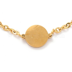 304ステンレススチール製イーブルアイリンクブレスレット  エナメルとカニカン付き  ホワイト  ゴールドカラー  7-1/8インチ（18cm）&nbsp;STAS-B021-10