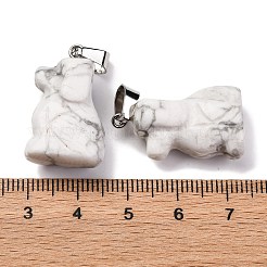 天然＆合成混合原石のペンダント  201ステンレススチール製金具付き  犬  染めと未染色の混合  25~27x15~16x9~9.5mm  穴：5x7mm&nbsp;G-B127-07P