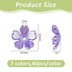 280 個 7 色のアクリルビーズキャップ  花  ミックスカラー  10.5x3mm  穴：1.2mm  40個/カラー&nbsp;FIND-DC0008-18