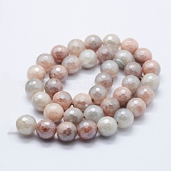 Electroplated Natural Imitation Sunstone Gemstone Beads Strands&nbsp;G-G749-06B-8mm