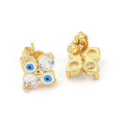 Flower with Evil Eye Real 18K Gold Plated Brass Stud Earrings&nbsp;EJEW-L269-101G-02