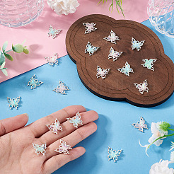 20本2色合金ペンダント  蝶  樹脂と  ミックスカラー  16x15.5x5mm  穴：2mm  10個/カラー&nbsp;FIND-TA0010-11