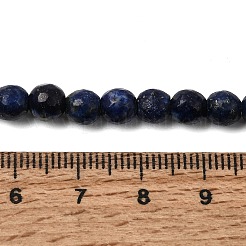 天然染色ラピスラズリビーズ連売り  多面カットラウンド  ミッドナイトブルー  6mm  穴：1mm  約59個/連  14.5インチ&nbsp;G-G059-6mm
