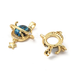 Brass Micro Pave Cubic Zirconia with Glass Pendants&nbsp;KK-G533-21G