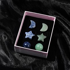 Natural Gemstone Healing Moon & Star & Round Ornaments&nbsp;AJEW-FS0001-12A