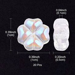 透明ガラスビーズ  ABカラーメッキ  クローバー  クリアAB  10x10x5mm  穴：1mm&nbsp;GLAA-YW0003-07