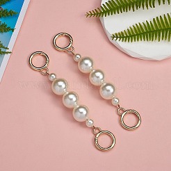 バッグエクステンションチェーン  ABSプラスチックビーズとライトゴールド合金スプリングゲートリング付き  バッグ交換用アクセサリー用  フローラルホワイト  14.3cm&nbsp;FIND-SZ0002-43B-13