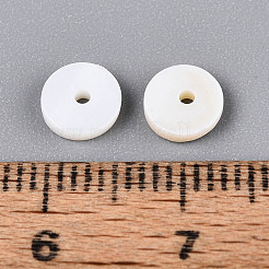 天然淡水シェルビーズ  ディスク  ヒシビーズ  乳白色  6x1.5~2mm  穴：1~1.2mm&nbsp;BSHE-T014-32