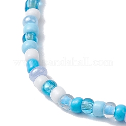 Glass with Dyed Synthetic Turquoise Beaded Stretch Bracelets&nbsp;BJEW-JB11031-01
