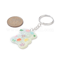 クマ/ウサギプリント不透明アクリルペンダントキーホルダー  鉄のスプリットキーリング付き  カラフル  8.9~9.3cm&nbsp;KEYC-JKC00482