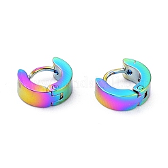 304ステンレススチール製ハギーフープピアス  リング  虹色  10x4mm  ピン：1mm  12のペア/カード&nbsp;EJEW-M284-30M-C