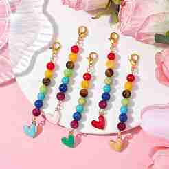 Alloy Enamel Heart Pendant Decorations&nbsp;HJEW-JM01507
