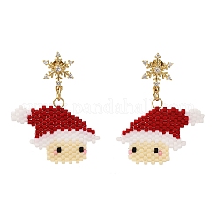 Santa Claus Brass Dangle Stud Earrings&nbsp;EJEW-MZ00498
