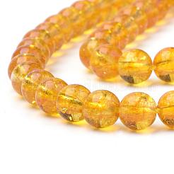 合成シトリンビーズ連売り  ラウンド  染め  10x9.5mm  穴：1mm  約38個/連  14.5インチ&nbsp;G-S150-14-10mm