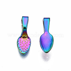 Rainbow Color Alloy Glue-on Flat Pad Bails for Pendant Making&nbsp;PALLOY-N163-097-NR
