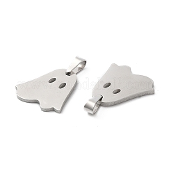 変色しないハロウィーン 304 ステンレススチールペンダント  ゴーストチャーム  ステンレス鋼色  18x16.5x1.5mm  穴：6.5x3.5mm&nbsp;STAS-R122-16P