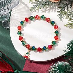 Christmas Theme Glass Beaded Stretch Bracelets&nbsp;BJEW-TA00540