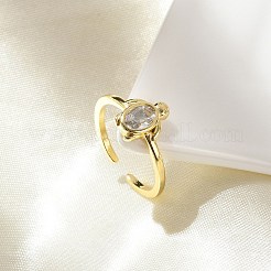 Clear Cubic Zirconia Open Cuff Rings&nbsp;RJEW-A061-03G