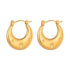 星柄ステンレススチール製フープピアス（女性用）  18KGP本金メッキ  20.8x20mm&nbsp;UV4325