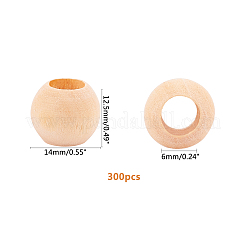 Unfinished Natural Wood European Beads&nbsp;WOOD-PH0009-04D