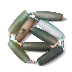 Frosted Natural Green Onyx Agate Beads Strands&nbsp;G-P605-M02-01