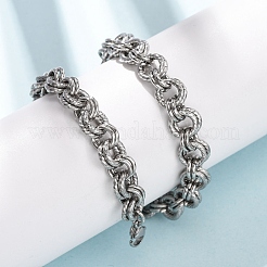 8mm 304ステンレススチール製ツイストダブルローロチェーンネックレス（女性用）  変色しない  ステンレス鋼色  14.57インチ（37cm）&nbsp;NJEW-G194-05P-02