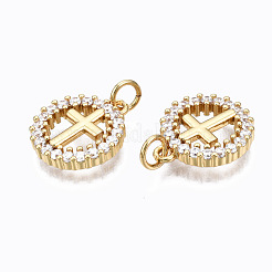 Brass Micro Pave Clear Cubic Zirconia Pendants&nbsp;ZIRC-N039-140-NF