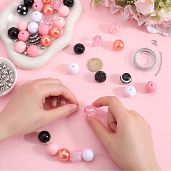 アクリル＆樹脂の丸型ブレスレットのDIYジュエリーキット  ミックスカラー  20~53x3~19mm  穴：2~3mm&nbsp;DIY-SC0026-23