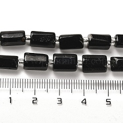天然石ブラックトルマリンビーズ連売り  シードビーズで  多面カット  コラム  8.5~11x5.5~6.5mm  穴：1mm  約14~15個/連  7.48''（19センチメートル）&nbsp;G-N327-06-14B