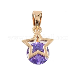 Brass Micro Pave Cubic Zirconia Pendants&nbsp;KK-E795-03KCG-01