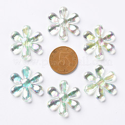 透明なアクリルビーズ  ABカラー  花  黄緑  25x4.5mm  穴：1.6mm  約375個/500g&nbsp;TACR-S154-35C-327