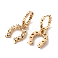 Brass Micro Pave Cubic Zirconia Dangle Hoop Earrings&nbsp;EJEW-C073-40KCG
