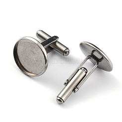 304ステンレススチール製カフスボタン  アパレルアクセサリのカフスボタンパーツ  ステンレス鋼色  トレイ：16mm  19.5x19x18mm&nbsp;STAS-L262-39F-P