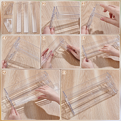 長方形3段透明アクリル壁掛け収納ラック  透明  315x130x85mm&nbsp;AJEW-WH0794-22
