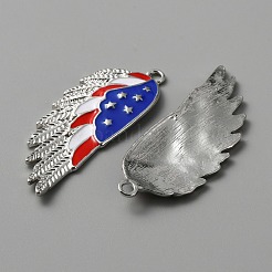 独立記念日合金エナメルペンダント  プラチナ  ウイング  47x18x2mm  穴：2.5mm&nbsp;ENAM-WH0061-41A