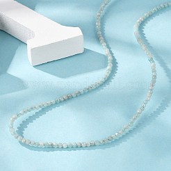 天然アマゾナイトビーズのネックレス  真鍮カニカン付き  ファセットラウンドビーズ  15.75インチ〜16.14インチ（40~41cm）x2mm&nbsp;NJEW-K114-A-A07