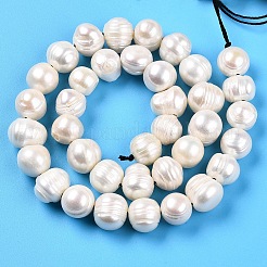 天然養殖淡水パールビーズ連売り  溝付きジャガイモ  乳白色  9~10.5x8~13.5mm  穴：1~1.2mm  約36~37個/連  13.39~13.78インチ（34~35cm）&nbsp;PEAR-L001-A-08-01