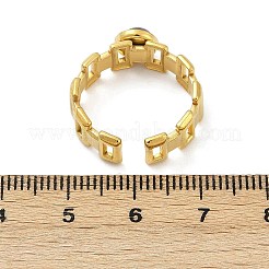 316 Stainless Steel with Natural Mixed Gemstone Cuff Rings&nbsp;RJEW-Z098-01G-12